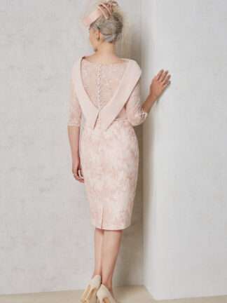 27036 John Charles blush pink lace dress with sleeves. Mother of the bride groom dress Chameleon Bride Hampshire