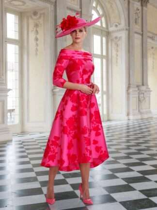 IR7135 Irresistible Dress soft pink and navy aline. Chameleon Mother of the Bride Bournemouth Dorset