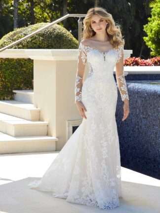 Frieda 5980 Morilee Wedding Dress with long lace sleeves. Chameleon Bride Bournemouth Dorset
