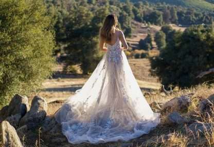 D3492 Luna Essense of Australia Wedding Dress with leg skirt split Chameleon Bride Dorset