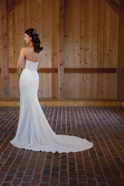 Isla D509 Strapless lace and crepe simple wedding dress. Essense of Australia Chameleon Bride Bournemouth Dorset