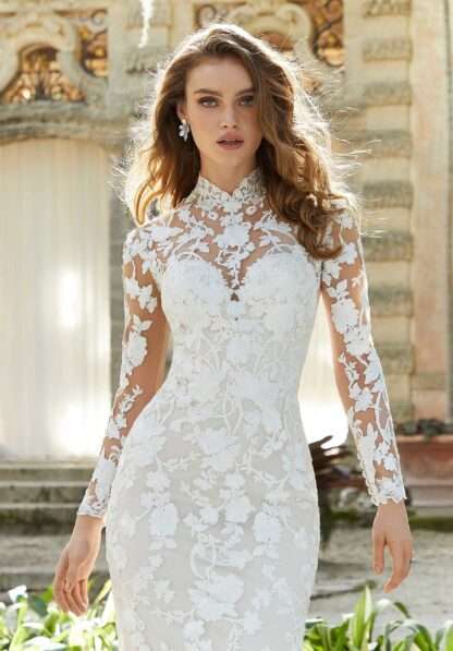 2473 Fontaine Wedding Dress by Morilee modest long sleeve and high neck