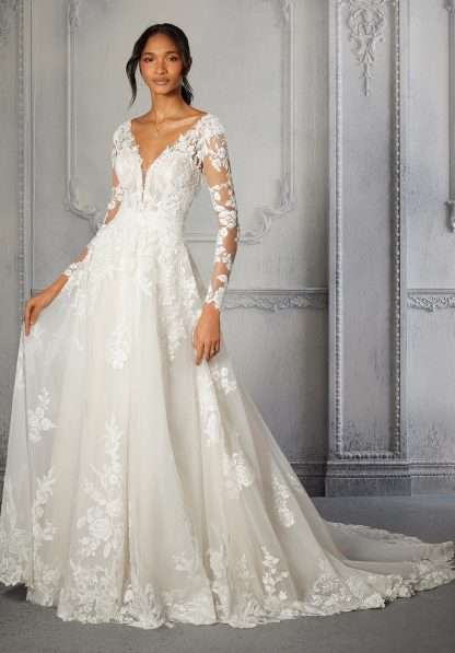 Chelsea 2372 Morilee Wedding Dress Long sleeve lace aline ballgown Chameleon Bride Bournemouth Dorset