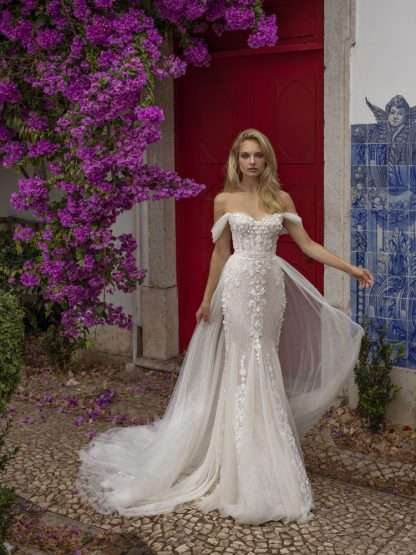 Lira Eva Lendel Wedding Dress with detachable overskirt Chameleon Bride Dorset