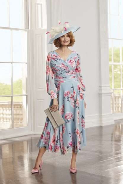 %%title%% Condici Ashley Print Mother of the Bride Groom floaty flowy chiffon Dress with sleeves Chameleon Bride Hampshire Dorset