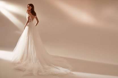 Elsa Milla Nova pearl and tulle Wedding Dress. Chameleon Bride Bournemouth Dorset