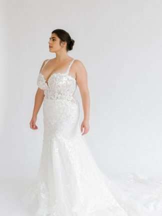 D3393 Essense of Australia Plus size curvy bride with curves. Mermaid fitted