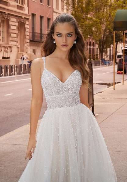 2501 Jacqueline Morilee Wedding Dress Chameleon Bride Dorset Sparkle pearl and bead aline princess wedding dress with spaghetti strap and tulle skirt
