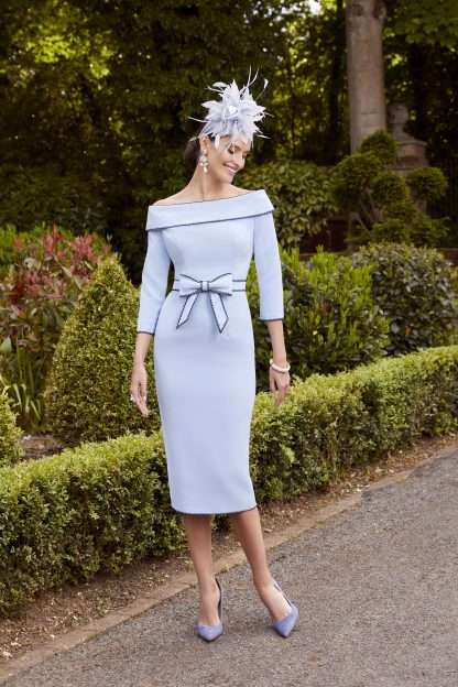 29836B Veni Infantino Mother of the Bride fitted dress with belt detail. Chameleon Mother of the Groom Hampshire