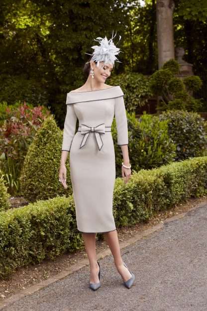 29836B Veni Infantino Mother of the Bride fitted dress with belt detail. Chameleon Mother of the Groom Hampshire