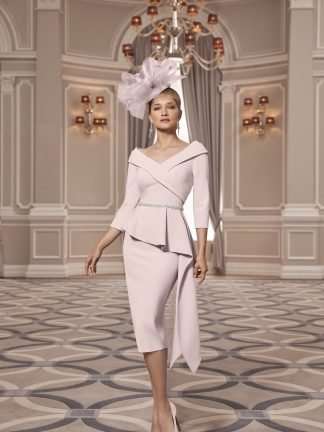 992002 Long sleeve bardot neckline dress with pencil skirt and peplum. Mother of the Bride Groom Hampshire