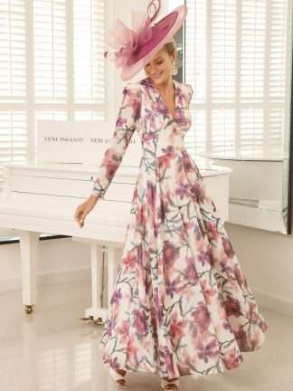 29662E Veni Infantino. Long sleeve floaty flowy maxi dress for Mother of the Bride \Groom Hampshire.