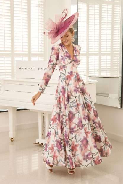 29662E Veni Infantino. Long sleeve floaty flowy maxi dress for Mother of the Bride \Groom Hampshire.