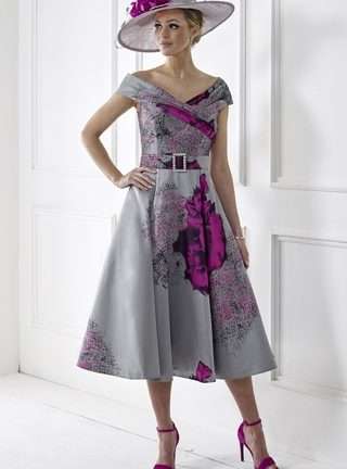 IR7308K irresistible Veromia Mother of the Bride Groom Dress. Silver and Magenta print. Hampshire