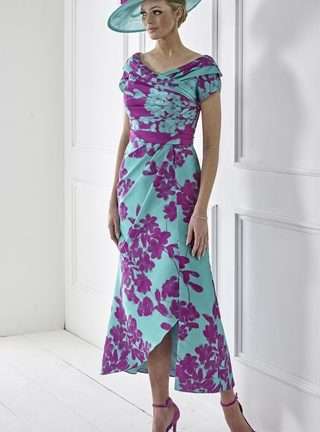 IR7312K Irresistible Mother of the Bride Groom Dress in aqua teal and fuchsia. Dorset Hampshire