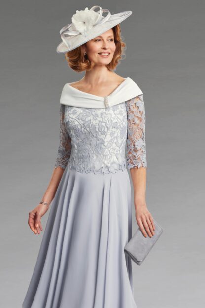 71114C Condici Mother of the Bride dress floaty with lace long sleeves. Chameleon Dorset
