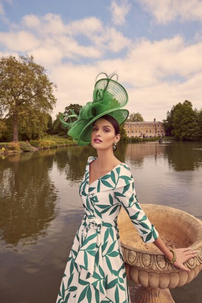 992266 Veni Infantino Shamrock emeral green and ivory aline dress with sleeves. Mother of the Bride Groom outfit Chameleon Bournemouth Dorset