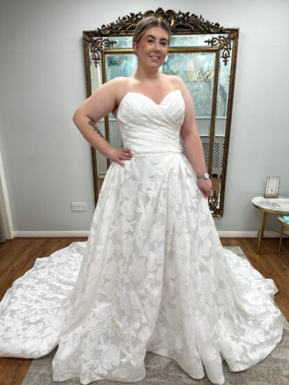 Clarissa organza floral wedding dress. mid size curvy bridal gown. Chameleon Bride Bournemouth Dorset