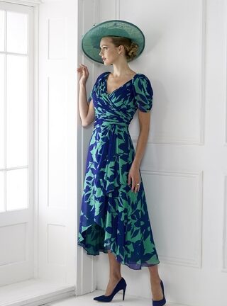 IR7430S Irresistible Mother of the bride groom teal and blue chiffon floaty dress. Chameleon Bournemouth Dorset