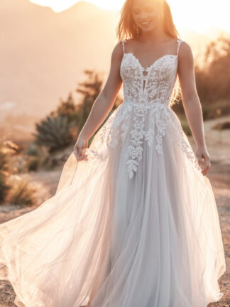 Watson R3710 Allure romance wedding dress. Mid-size bride. Spaghetti strap, higher back and modest neckline. Chameleon Bride Bournemouth Dorset