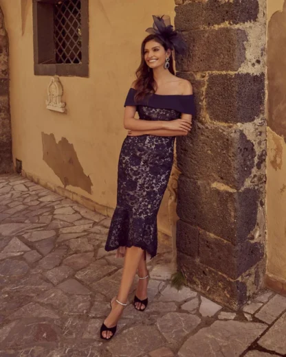 992410 Veni Infantino navy lace mother of the bride groom dress. Chameleon Dorset near Hampshire